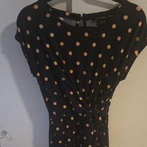 Banana Republic Navy Blue Jumpsuit with Gold Polka Dots